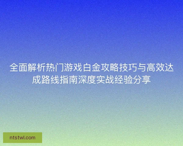 全面解析热门游戏白金攻略技巧与高效达成路线指南深度实战经验分享